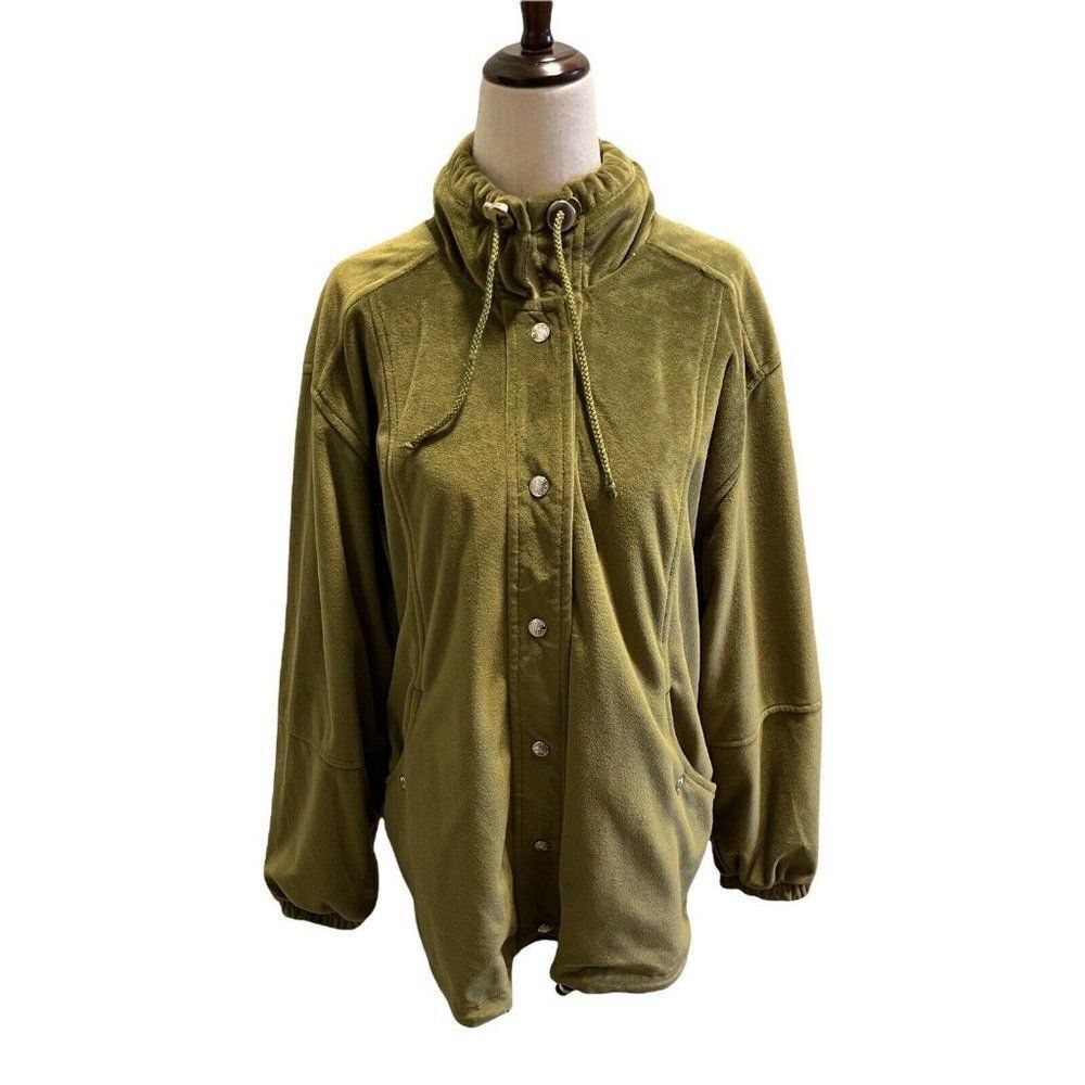 CS Signature Womens Medium Coat Windbreaker Reversible Jacket Green Poly Nylon